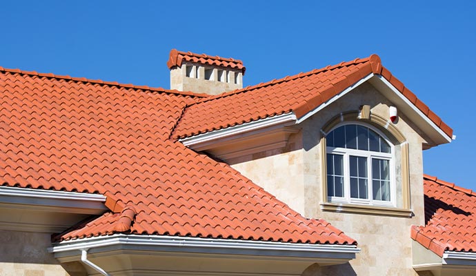 Installed tile roof on house