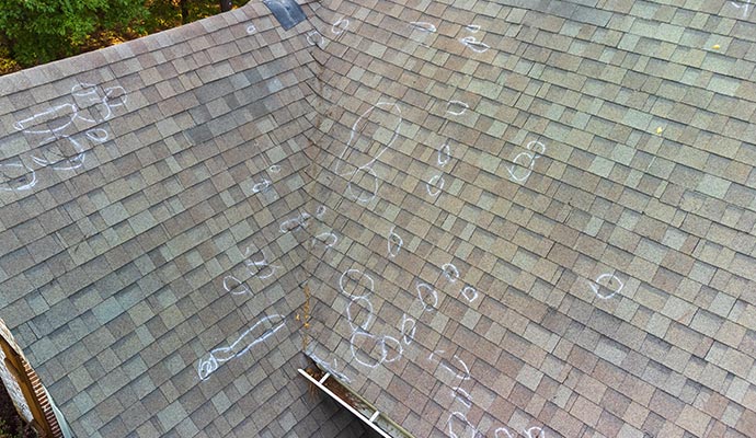 Roof with hail damage