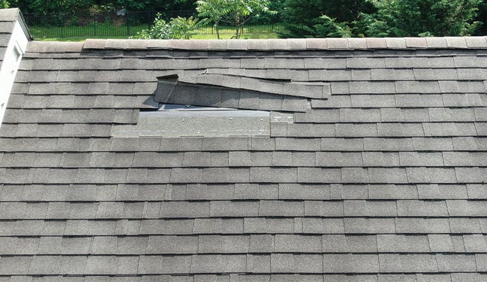 Damaged roof